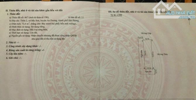 73m2 đất thôn 2 Bắc Sơn An Dương Hải Phòng