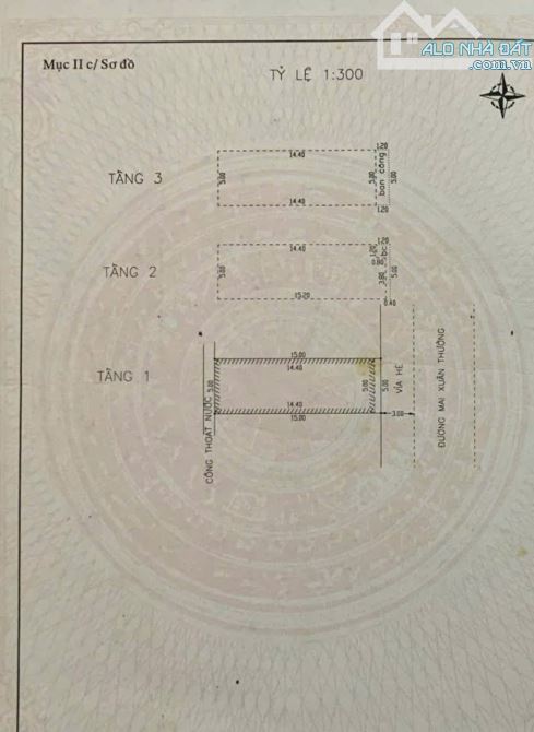 Nhà 3 tầng mặt Tiền Mai Xuân Thượng Gần Điện Biên Phủ. S= 75m2 (5x15) Hướng Đông.GIá: 6 tỷ