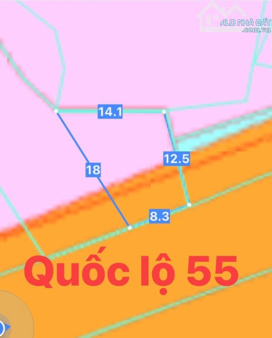 Phước Long Thọ, BRVt,158m2, mặt tiền 8m đường quốc lộ 55, dài 18m, 80 thổ cư, giá 1tyx