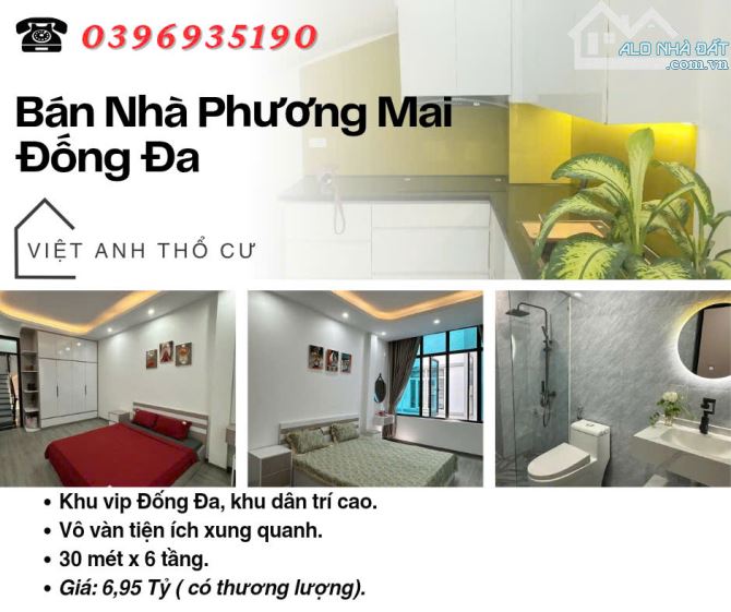 Bán nhà Phố Phương Mai, Nhà Đẹp Ở Ngay, Căn Lô Góc Thoáng Sáng, 30mx6T, Giá: 6.95 Tỷ.