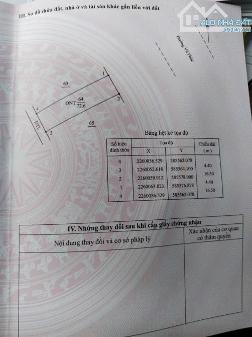 BÁN ĐẤT MẶT ĐƯỜNG KINH DOANH VŨ PHÚC TP THÁI BÌNH DT 72m MT 4.5m GIÁ NHỈNH 3 tỉ - 1