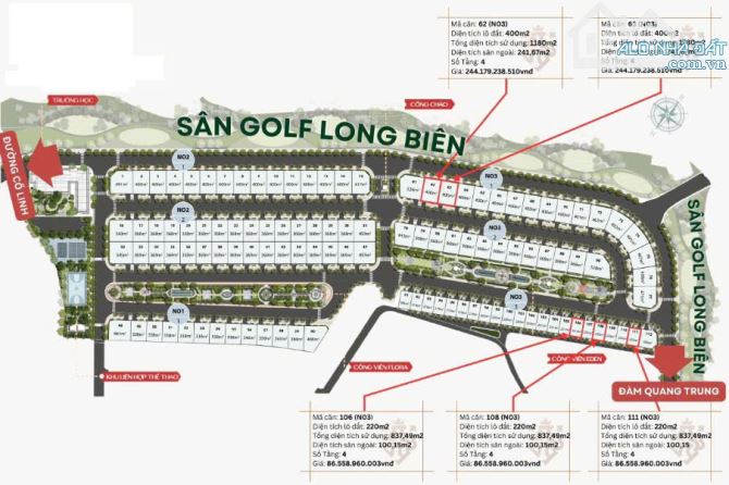 Em Bán biệt thự Himlam Vĩnh Tuy, view sân golf, Diện tích 491m2, mặt tiền 11m,... - 3