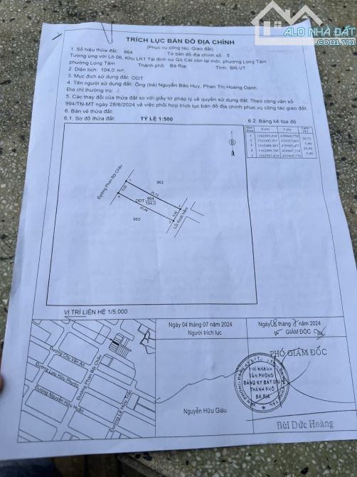 DT: 5x20,9 GIÁ: 2tỷ650, PHAN BỘI CHÂU, PHƯỜNG LONG TÂM, THÀNH PHỐ BÀ RỊA - 3