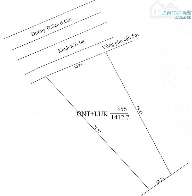 1,4 công đất mặt tiền đường Đất Sét - Bến Củi DT 789B - 1