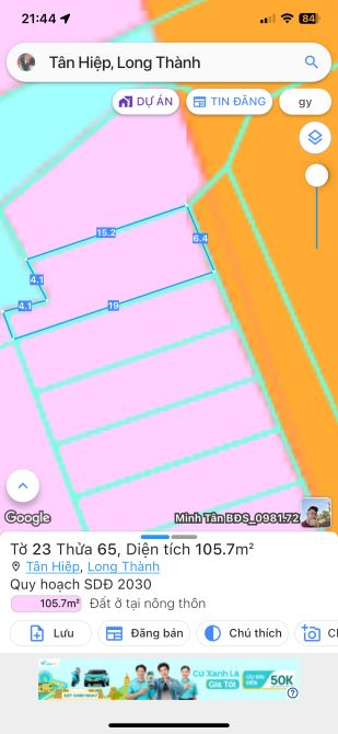 Bán lô đất 105 m bàn cờ tân hiệp giá 1 ty  có thổ cư - 1