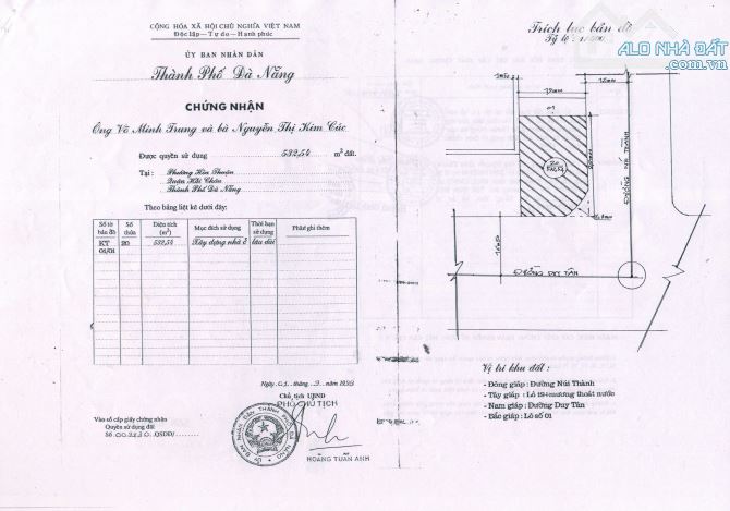 Bán đất 2MT Duy Tân - Hải Châu - Đà Nẵng