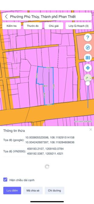 Bán lô đất 845m2 mặt tiền đường Thủ khoa huân, Phú thuỷ Hướng nam