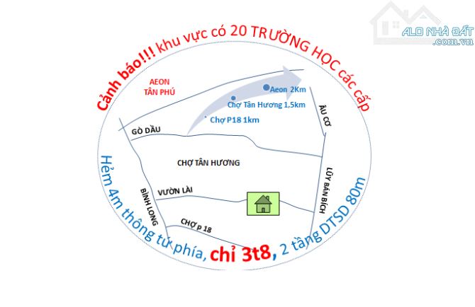 Hẻm xe hơi thông tứ tung Vườn lài Nhà mới kiêng cố, 3t8 cho DTSD 80m 2PN, 2WC