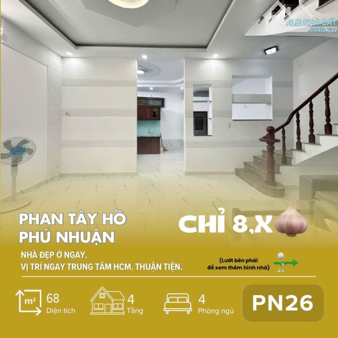 [PN26] Nhà đẹp 4 tầng khu ẩm thực sầm uất Phan Xích Long - Phú Nhuận _ 68m2, chỉ 8,x T.ỷ!