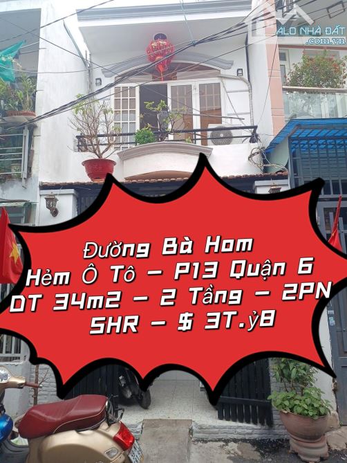 Bán Nhà Đường Bà Hom - DT 35m2 - 2 Tầng - Hẻm Rộng - Hoàn Công Đủ - Giá 3Tỷ8