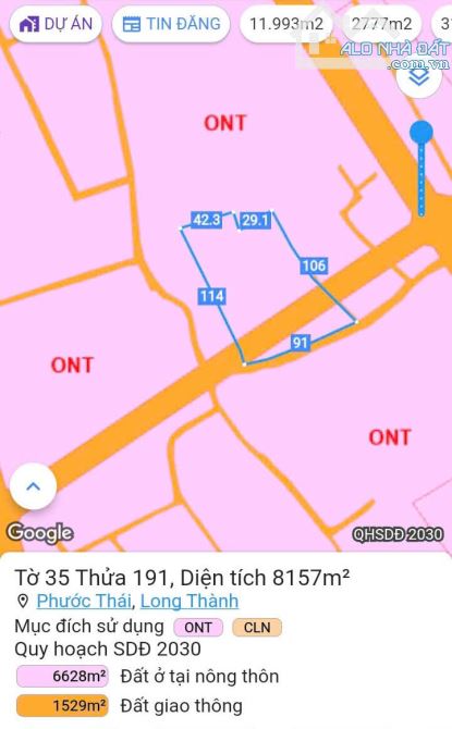 NGỘP [1,2 hecta] có 600m2 thổ cư, 3 mặt tiền đường nhựa, sát ngay nút giao cao tốc và QL51 - 2