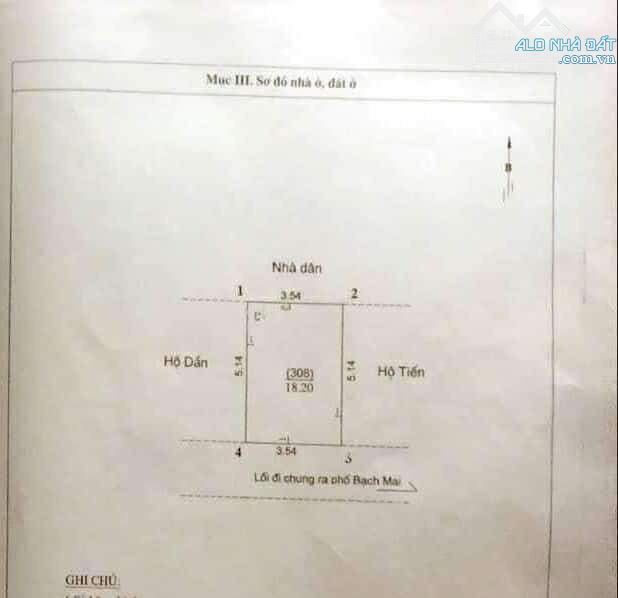 Bán nhà phố Bạch Mai, cách mặt phố 10m, khu vực sầm uất, sổ vuông đẹp, 4 tầng, 3PN - 2