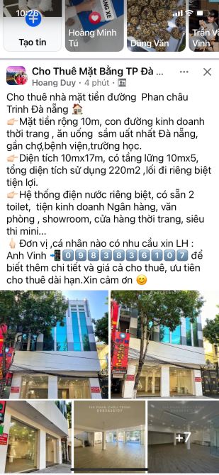 CHO THUÊ NHÀ 3 TẦNG LÊ ĐÌNH LÝ - ĐÀ NẴNG