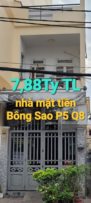 Bán nhà mặt tiền dưới 8 tỷ p5 Q8. 61m2 dài 18m 3 tầng, hoàn công đường Bông Sao. TL - 1