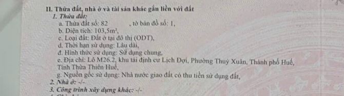 103.5m2 Mặt tiền Trường Đồng - KQH Bàu Vá, Tp Huế - 1