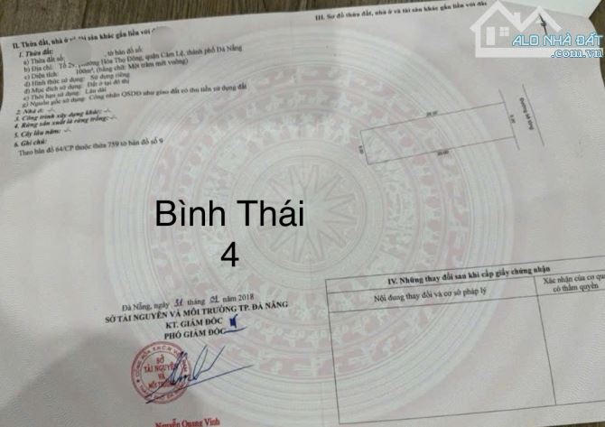 BÁN LÔ ĐẤT 100m2 KIỆT Ô TÔ BÌNH THÁI 4-HOÀ THỌ ĐÔNG-CẨM LỆ-ĐÀ NẴNG-GIÁ RẺ - 2