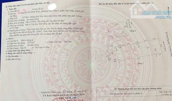 GIẢM SỐC ! BÁN ĐẤT TẶNG NHÀ 2 TẦNG MẶT TIỀN NGUYỄN THỊ MINH KHAI ĐÀ NẴNG, DT: 257M2 - 2