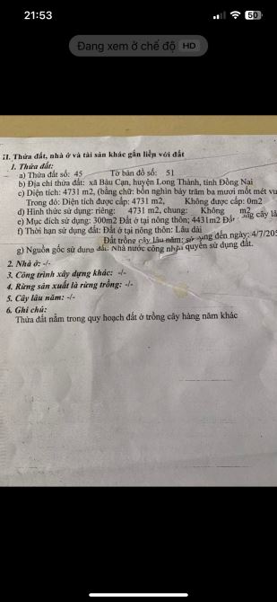 Bán hưn 4 sào 7 bàu cạn giá khoảng 2 tr/ m giá mềm - 2
