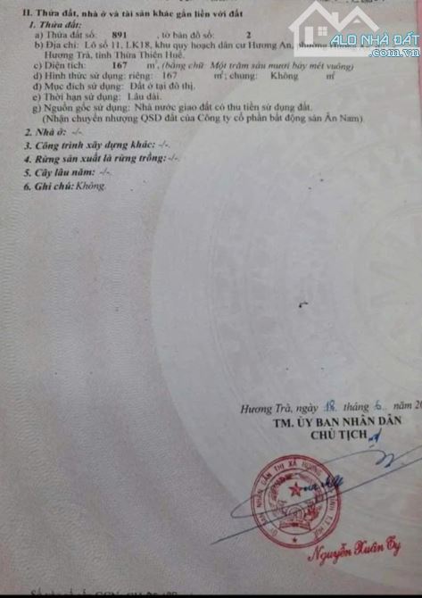 Đất 2 mặt tiền tại KQH Ân Nam, Hương An, quận Phú Xuân, thành phố Huế ❌  - Diện tích 167m2 - 3