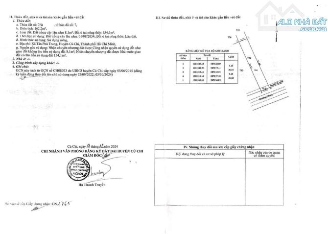 Tân Phú Trung đường Nguyễn Thị Lắng ( 162m2 ) SHR Giá 561 Triệu! Bán Gấp Trong Tháng - 4