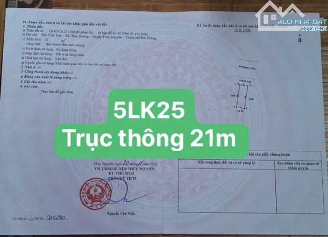 Siêu phẩm 75m2-  khu đấu giá Cửa Trại- HP