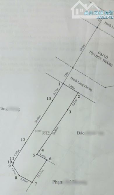 (Giá tốt) Mặt đường đại lộ Tôn Đức Thắng (gần cầu An Dương) - 301m2 - mt 7,05m - 3 tầng