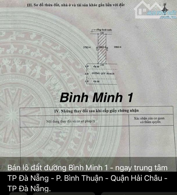 BÁN LÔ ĐẤT CẠNH PHỐ ĐI BỘ BẠCH ĐẰNG, ĐƯỜNG BÌNH MINH 1, KHU DÂN TRÍ - 1