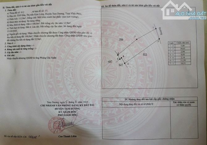 chính chủ cần bán lô đất, kim long bình xuyên vĩnh phúc,diện tích 112m2 giá 1 tỷ 3xx - 1