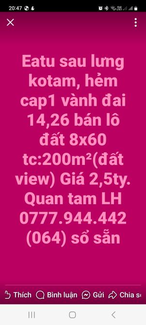 BÁN ĐẤT EATU SAU LƯNG CHỢ ĐẦU MỐI, ĐƯỜNG NHỰA 2ÔTÔ DÂN CƯ HIỆN HỮU, HẺM CẤP1 QL14,26 60M N - 8