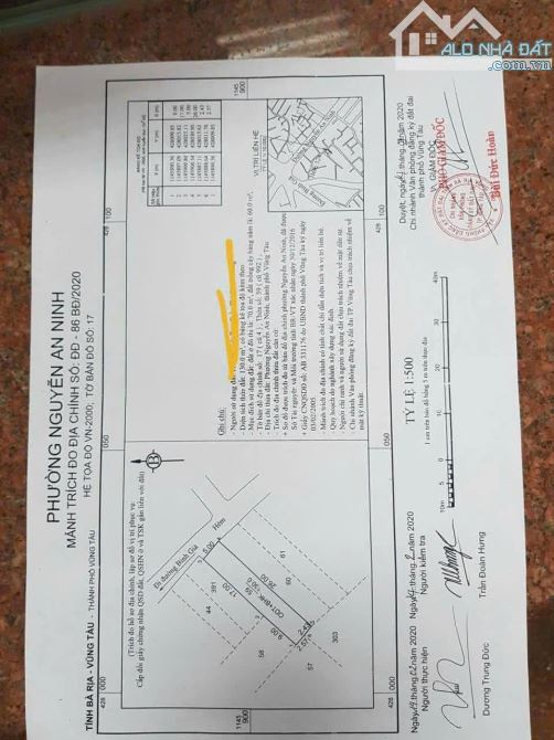 BÁN LÔ ĐẤT HẺM Ô TÔ BÌNH GIÃ, P.8, VŨNG TÀU. GIÁ 7.3 TỶ