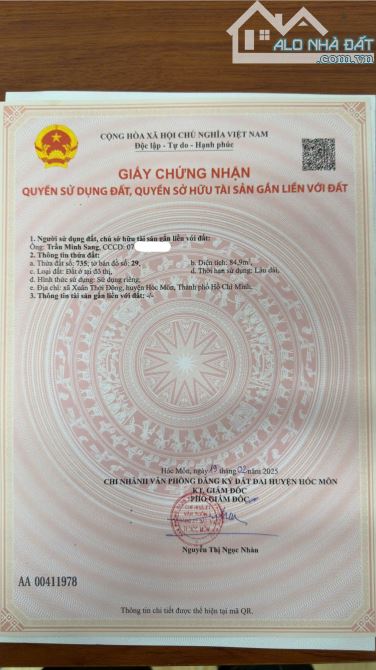 Bán 3 lô liền nhau 5*17m. Xuân Thới Đông.gần An Sương - 3