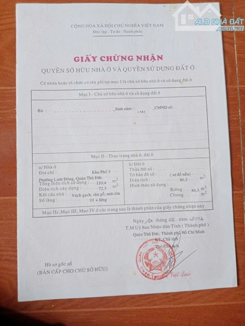 BÁN GẤP NHÀ MẶT TIỀN, P. LINH ĐÔNG, TP THỦ ĐỨC, DIỆN TÍCH 86.3 M2, THU NHẬP 10 TRIỆU/THÁNG - 4