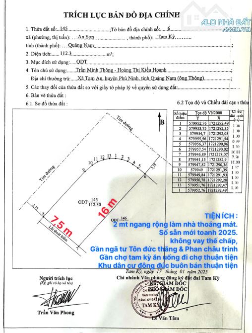 MỞ BÁT ĐẦU NĂM 2025 !!!  TÔI BÁN LÔ ĐẤT 2MT  NGAY TP 3 KỲ 8x16 đường nhựa - chính chủ - 1
