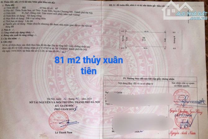 DT_81M² 2 MẶT THOÁNG ĐƯỜNG THÔNG BÀN CỜ Ô TÔ CHẠY VÒNG QUANH TẠI THỦY XUÂN TIÊN_ CHƯƠNG M