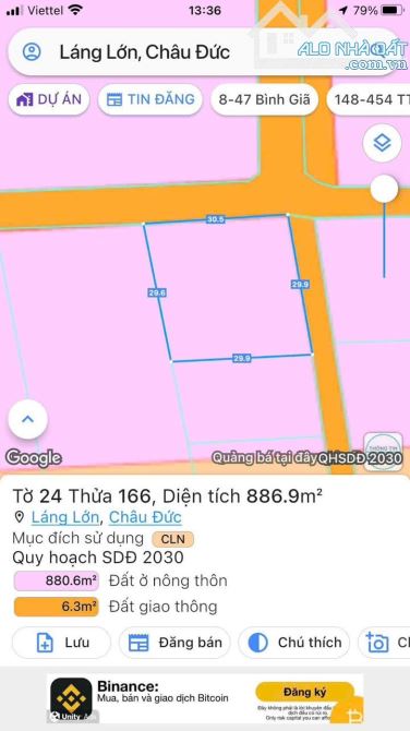 Bán đất ngãi giao châu Đức tỉnh brvt diện tích 888m giá 3tỷ