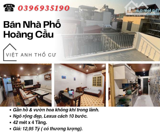 Bán nhà Phố Hoàng Cầu, Khu Phân Lô, Gần Hồ Sinh Thái, 42mx4T, Giá: 12.95 Tỷ, Lh: .