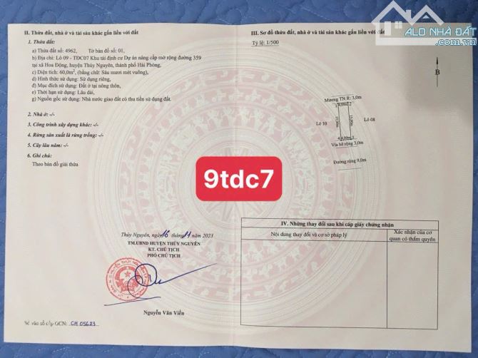 Chào bán 2 lô 9TDC7 và 7TDC17 giá chỉ từ 2,7xx tỷ Hoa Động Thuỷ Nguyên Hải Phòng -Diện tíc - 1