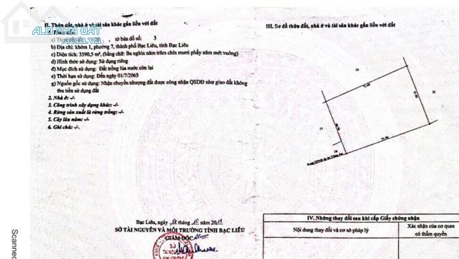 Cần bán lô đất 3600m2 Phường 7, TP Bạc Liêu - 1