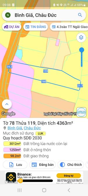 Bán đất vườn trái cây đẹp tại xã Bình Giã châu đức brvt. Dt:4363m2. Giá 2ty9 - 5