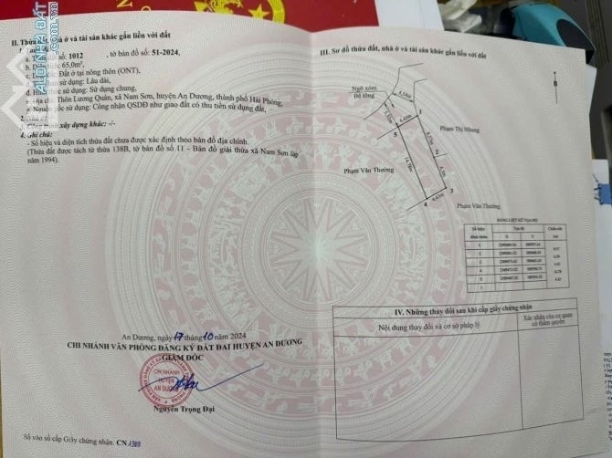 Bán Lô 65M2 Tại Trung Tâm Phường Lương Quán, An Dương