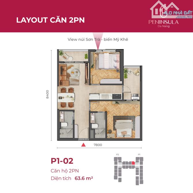 SỐC! Căn Hộ Cao Cấp Peninsula – 2PN, 63.3m², View Pháo Hoa Đẳng Cấp –Sở Hữu Ngay - 7