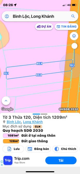 Bán đất mặt tiền đường Bình Lộc - Tín nghĩa