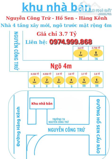 Bán nhà tuyến 2 Hồ Sen. Diện tích từ 45 đến 54m2. Giá từ 3 tỷ 7 có thỏa thuận