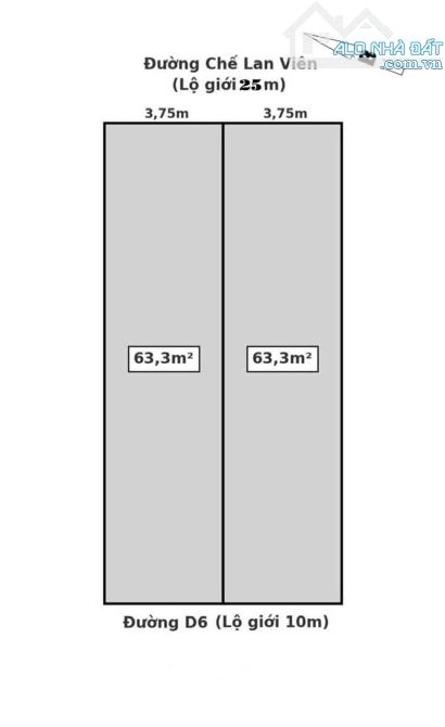 ⛔Bán 2 Lô Đất Mặt Tiền đường Chế Lan Viên, 63,3m2 , Ngang 3,75m, ❗Nhỉnh 4 Tỷ