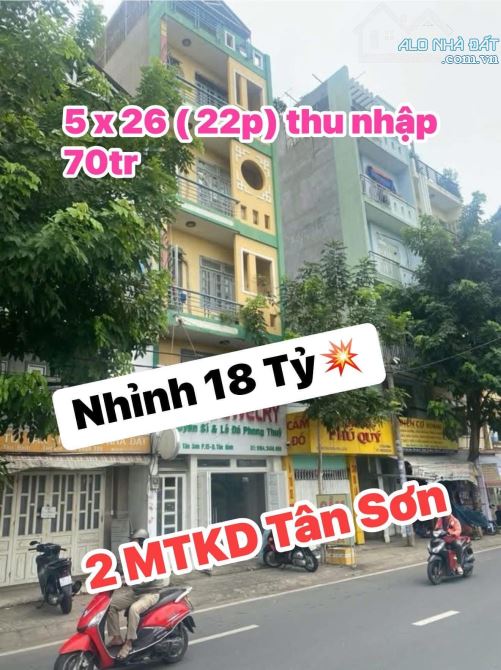 ❤️Nhà 5tầng 2MT 179 Tân Sơn P15 Tân Bình -đang có thu nhập 70tr/th . GIÁ CHỈ 18 TỶ X