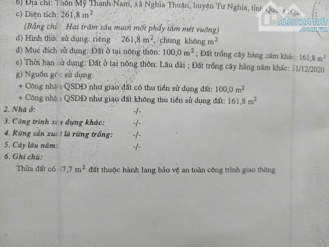 ???? GIÁ TỐT ???? 262m2 Đất MT đường Tỉnh lộ 623B - X. Nghĩa Thuận, Tư Nghĩa, Quảng Ngãi - 2