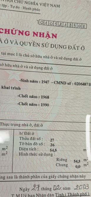 Bán nhà 3 tầng đúc thật, 5 PN. Công nhận đủ 5x11m. Trung tâm, quận 3. Nhỉn 5 tỷ (TL) - 5