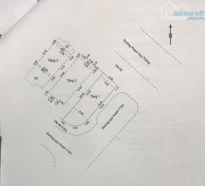 Chính chủ bán căn nhà 3 tầng 3 mặt tiền 10m5 & 7m5 Phạm Huy Thông , Quận Sơn Trà , Đà Nẵng