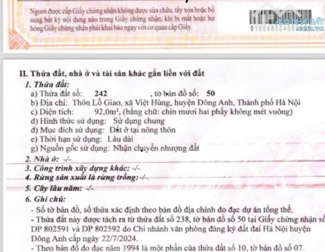 Bán đất Lỗ Giao, Việt Hùng Đông Anh 92m2 - 1