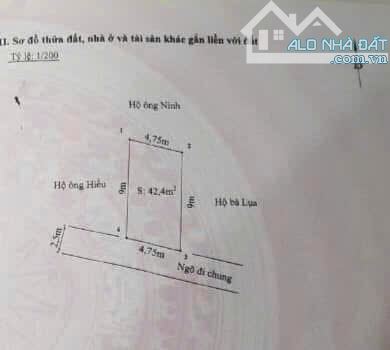 -Bán đất mặt ngõ 324 Cát Linh - Tràng Cát -Diện tích 42,4m - Ngang 4,75m , dài 9m -Mặt ngõ - 3